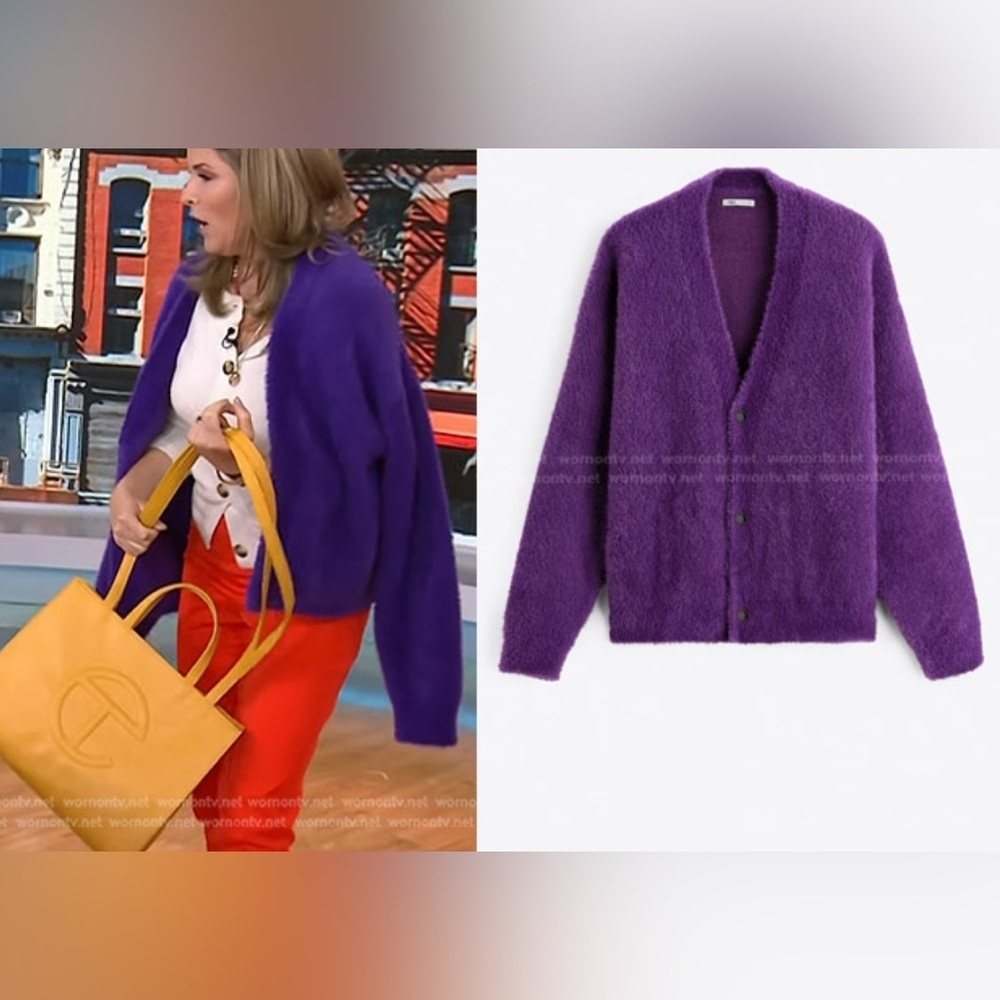 Zara Purple Fuzzy Textured Cardigan XL — Worn on TV